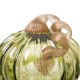 Glitzhome 5.91"D Hand Blown Green Crackle Glass Pumpkin Decor