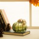 Glitzhome 5.91"D Hand Blown Green Crackle Glass Pumpkin Decor