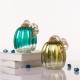 Glitzhome 5.51"H Hand Blown Green Crackle Glass Pumpkin Decor