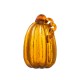 Glitzhome 9.06"H Hand Blown Tall Amber Crackle Glass Pumpkin Decor