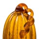 Glitzhome 9.06"H Hand Blown Tall Amber Crackle Glass Pumpkin Decor