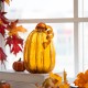 Glitzhome 9.06"H Hand Blown Tall Amber Crackle Glass Pumpkin Decor