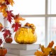 Glitzhome 7.87"L Hand Blown Amber Crackle Glass Pumpkin Decor