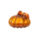 Glitzhome 6.69"L Hand Blown Amber Crackle Glass Pumpkin Decor