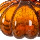 Glitzhome 6.69"L Hand Blown Amber Crackle Glass Pumpkin Decor