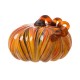 Glitzhome 8.66"D Hand Blown Striped Large Glass Pumpkin Decor