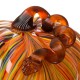 Glitzhome 8.66"D Hand Blown Striped Large Glass Pumpkin Decor