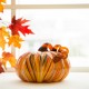 Glitzhome 8.66"D Hand Blown Striped Large Glass Pumpkin Decor