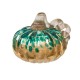 Glitzhome 4.13''H Hand Blown Blue/Gold Glitter Glass Pumpkin Table Accent Decor