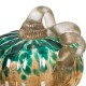 Glitzhome 4.13''H Hand Blown Blue/Gold Glitter Glass Pumpkin Table Accent Decor