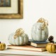 Glitzhome 5.71''H Hand Blown Gray Marbleized Glass Pumpkin Decor