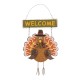 Glitzhome Iron Solid Wood Autumn Turkey Welcome Hanging Decor