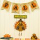 Glitzhome Iron Solid Wood Autumn Turkey Welcome Hanging Decor