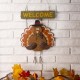 Glitzhome Iron Solid Wood Autumn Turkey Welcome Hanging Decor