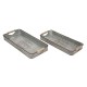 Glitzhome Iron Rect Galvanized Tray Harvest Decor Set of 2