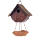 Glitzhome 12.91"H Rustic Garden Distressed Wooden Decorative Birdhouse With Bird Bath