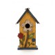 Glitzhome 10.24"H Wooden Distressed Flower Garden Birdhouse