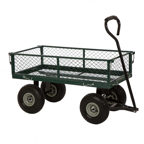 Glitzhome Heavy Duty Green Steel Utility Garden Cart, 550 lbs Weight Capacity