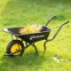 Glitzhome 4.7-cu ft Black Steel Framed Plastic Garden Wheelbarrow Utility Dump Cart