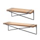 Glitzhome Farmhouse Rustic Metal Wooden Wall Mounted Shelves, Set of 2