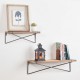 Glitzhome Farmhouse Rustic Metal Wooden Wall Mounted Shelves, Set of 2