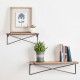 Glitzhome Farmhouse Rustic Metal Wooden Wall Mounted Shelves, Set of 2