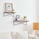 Glitzhome Farmhouse Rustic Metal Wooden Wall Mounted Shelves, Set of 2