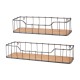 Glitzhome Farmhouse Ructic Metal Wooden Wall Storage Basket Shelves, Set of 2