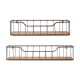 Glitzhome Farmhouse Ructic Metal Wooden Wall Storage Basket Shelves, Set of 2