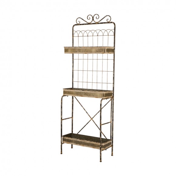 Glitzhome 68"H Rustic Metal Shelf or Planter Rack with 3 Sturdy Tiers