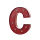 Glitzhome Vintage Marquee LED Lighted Letter C Sign Battery Operated Red