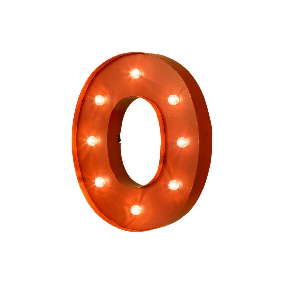 Glitzhome Vintage Marquee LED Lighted Letter O Sign Battery Operated Red