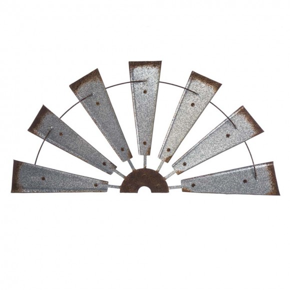 Glitzhome 32"L Metal Semi-Circle Windmill Wall Decor