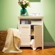 Glitzhome 32" H Wooden Floor Storage Cabinet with  2 Shutter Door, White