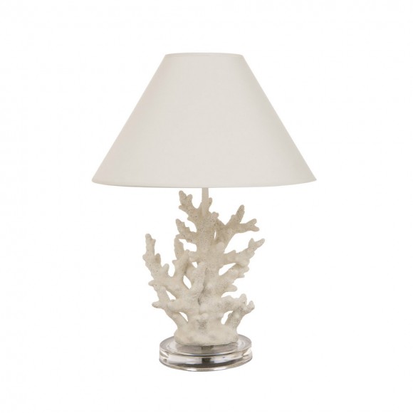 Glitzhome Vintage Style White Coral Novelty Table Lamp with T/C Shade