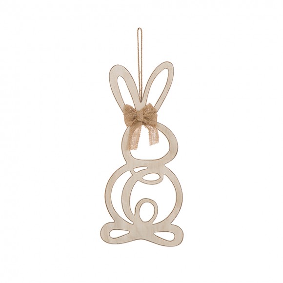 Glitzhome Handcrafted Wooden Monogram "C" Bunny Wall Hanging Sign