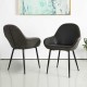 Glitzhome Mid-Century Modern Gray Leatherette Dining Armchair, Set of 2