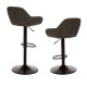 Glitzhome Mid-Century Grey Leatherette Gaslift Adjustable Swivel Bar Stool, Set of 2