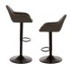 Glitzhome Mid-Century Grey Leatherette Gaslift Adjustable Swivel Bar Stool, Set of 2