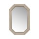 Glitzhome Makeup Mirror 34.25"H Farmhouse Washed White Octagon Wood Mirror
