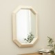 Glitzhome Makeup Mirror 34.25"H Farmhouse Washed White Octagon Wood Mirror