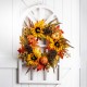 Glitzhome 24"D Yellow/Orange Sunflower Wreath with 36"H Wooden Window Frame