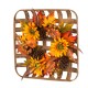 Glitzhome 24"D Yellow/Orange Sunflower Wreath With 24"L Vintage Natural Tobacco Basket