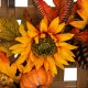 Glitzhome 24"D Yellow/Orange Sunflower Wreath With 24"L Vintage Natural Tobacco Basket