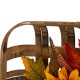 Glitzhome 24"D Yellow/Orange Sunflower Wreath With 24"L Vintage Natural Tobacco Basket