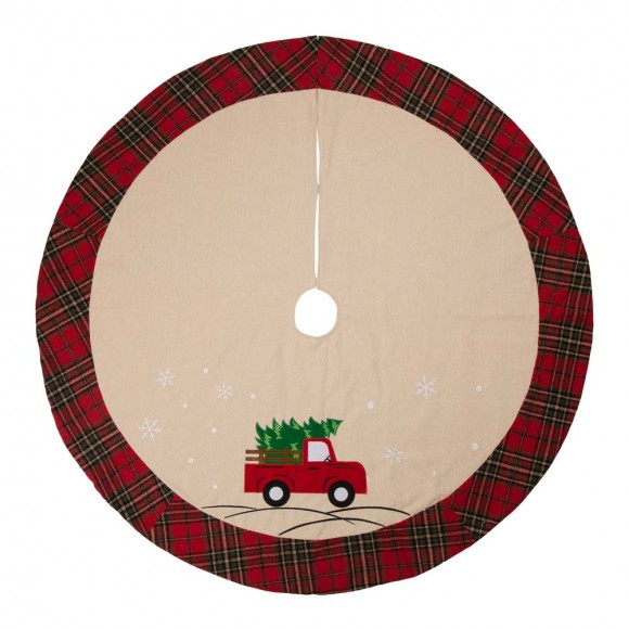 Glitzhome 48"D Fabric Christmas Tree Skirt - Red Truck