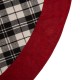 Glitzhome 48"D Black White Plaid Fabric Christmas Tree Skirt with Red Trim