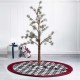 Glitzhome 48"D Black White Plaid Fabric Christmas Tree Skirt with Red Trim