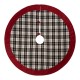 Glitzhome 48"D Black White Plaid Fabric Christmas Tree Skirt with Red Trim