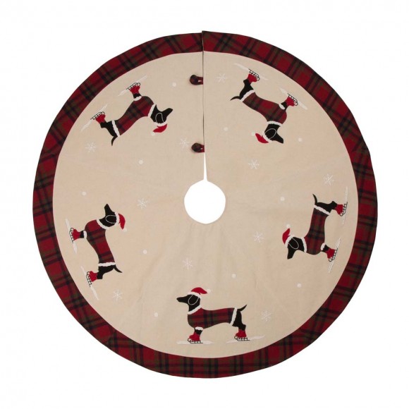 Glitzhome 48"D Fabric Christmas Tree Skirt - Dachshund